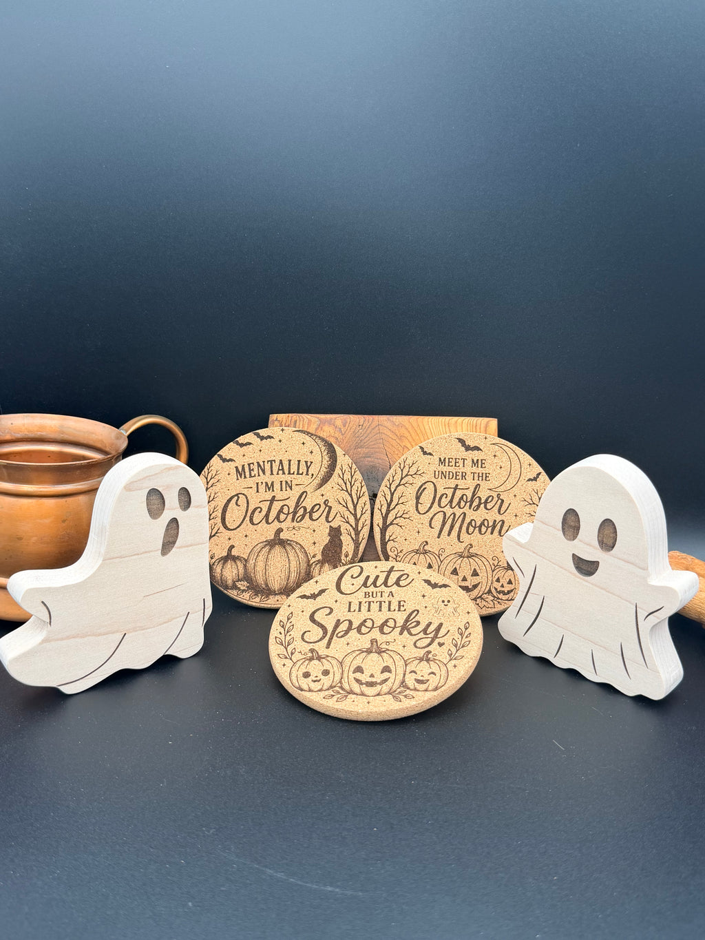 Engraved Fall Cork Coaster | Halloween & October Drink Coaster