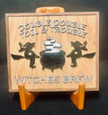 Witches Brew Coffee Sign | Double Double Toil and Trouble Witch and Cauldron Design | Handmade Wood Sign (10"x8.5") (1)