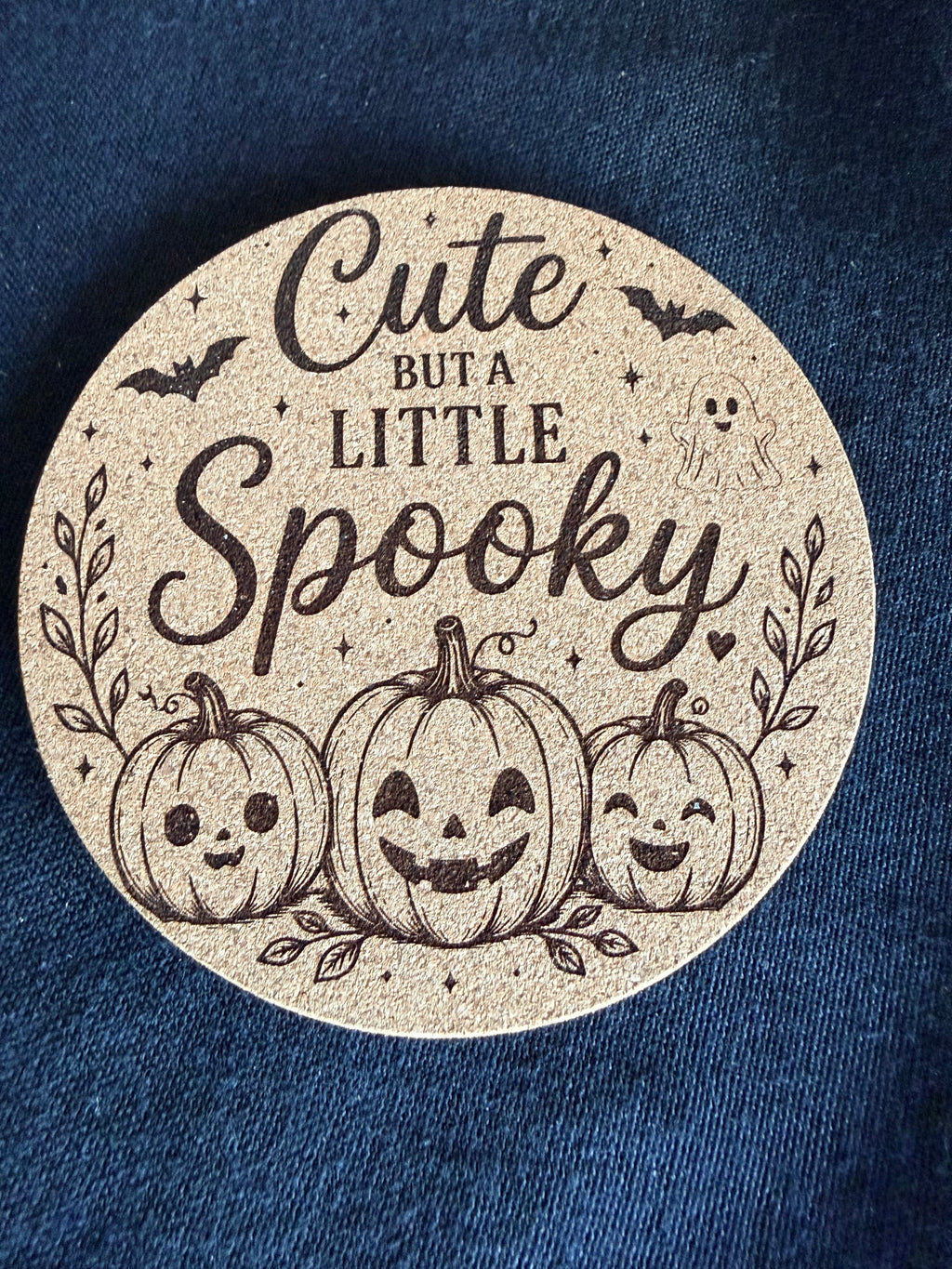 Engraved Fall Cork Coaster | Halloween & October Drink Coaster