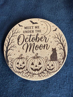 Engraved Fall Cork Coaster | Halloween & October Drink Coaster