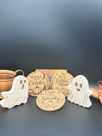 Engraved Fall Cork Coaster | Halloween & October Drink Coaster