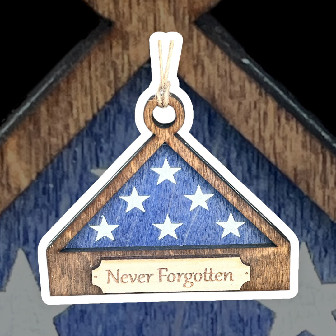 Veteran Memorial Ornament - Never Forgotten - Always In Our Hearts