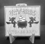Witches Brew Coffee Sign | Double Double Toil and Trouble Witch and Cauldron Design | Handmade Wood Sign (10"x8.5") (1)