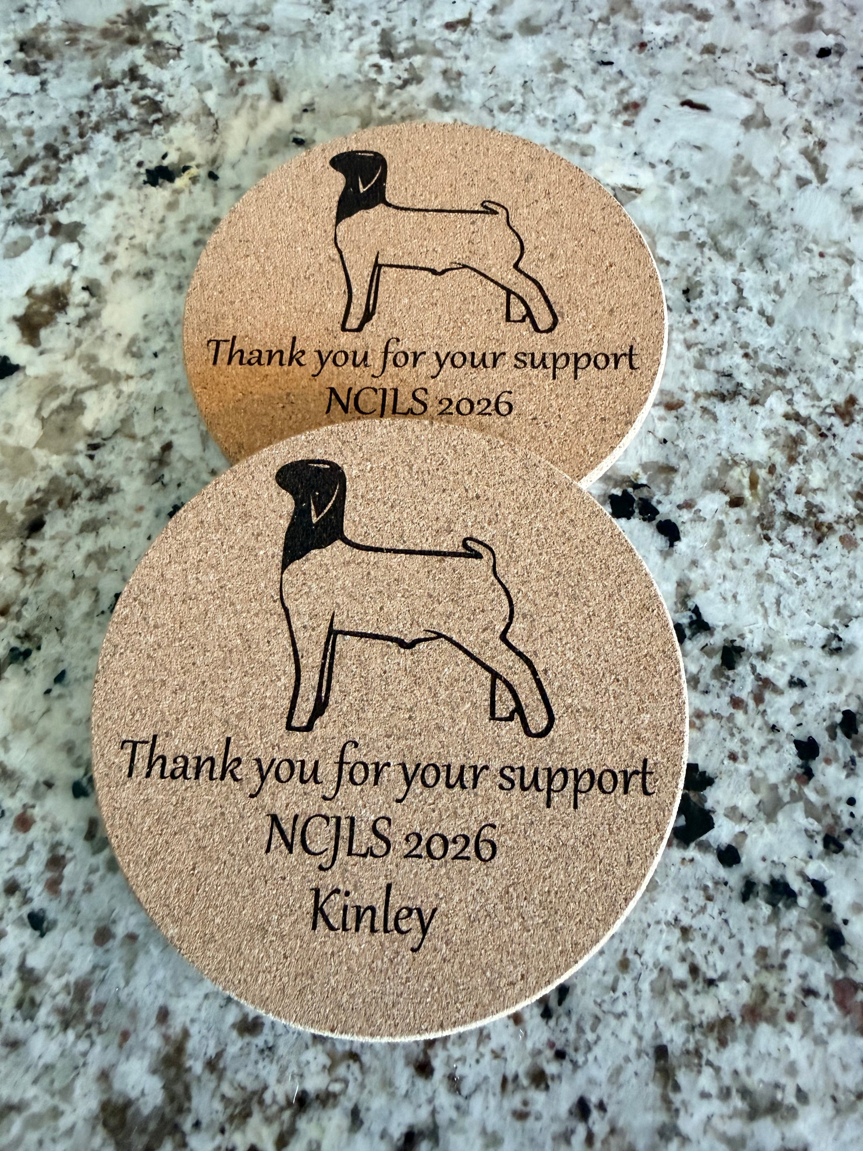 Livestock Show Personalized Cork Coasters – Thoughtful Thank You Gifts