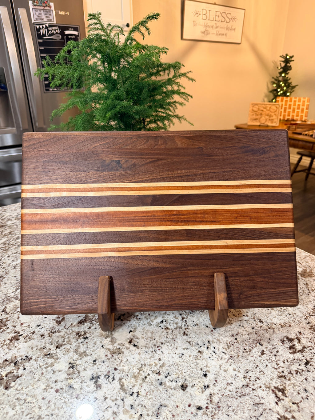 Maple + Walnut + Padauk Handcrafted Cutting Board