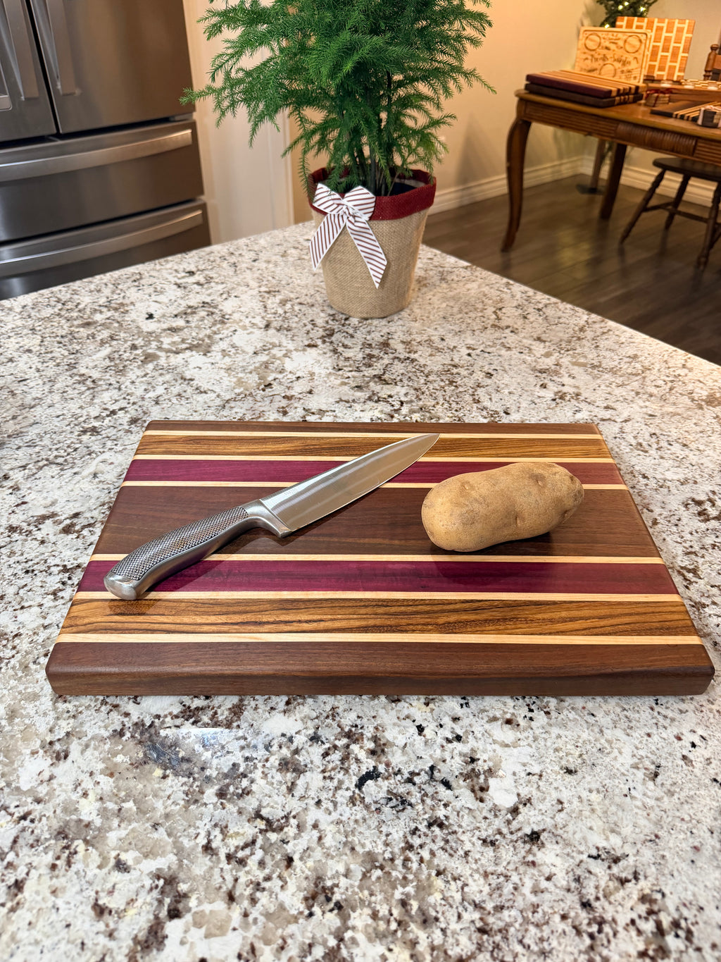 Maple + Walnut + Purpleheart + Zebra Handcrafted Cutting Board