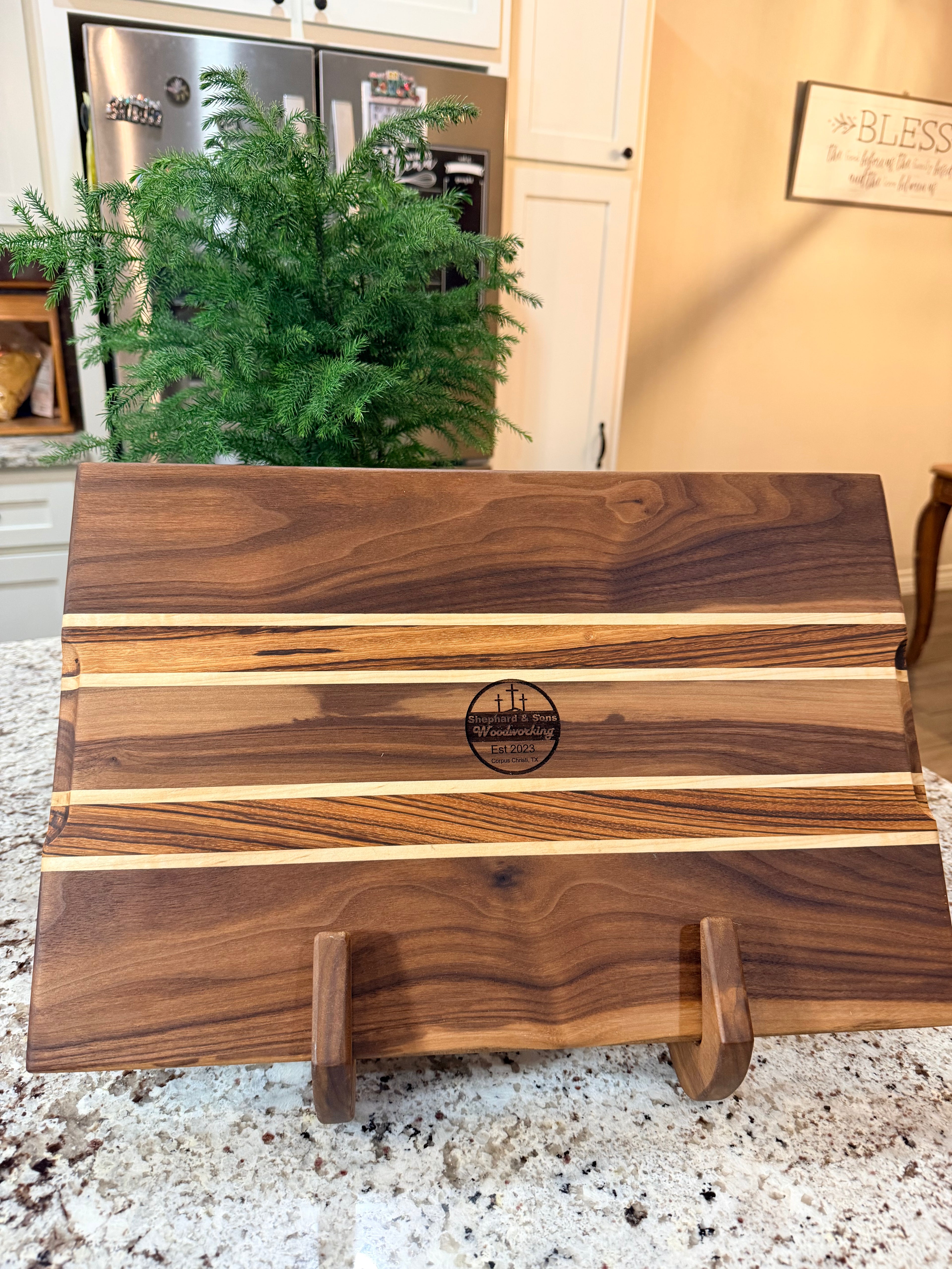 Maple + Walnut + Zebra wood Handcrafted Serving Tray Charcuterie Board
