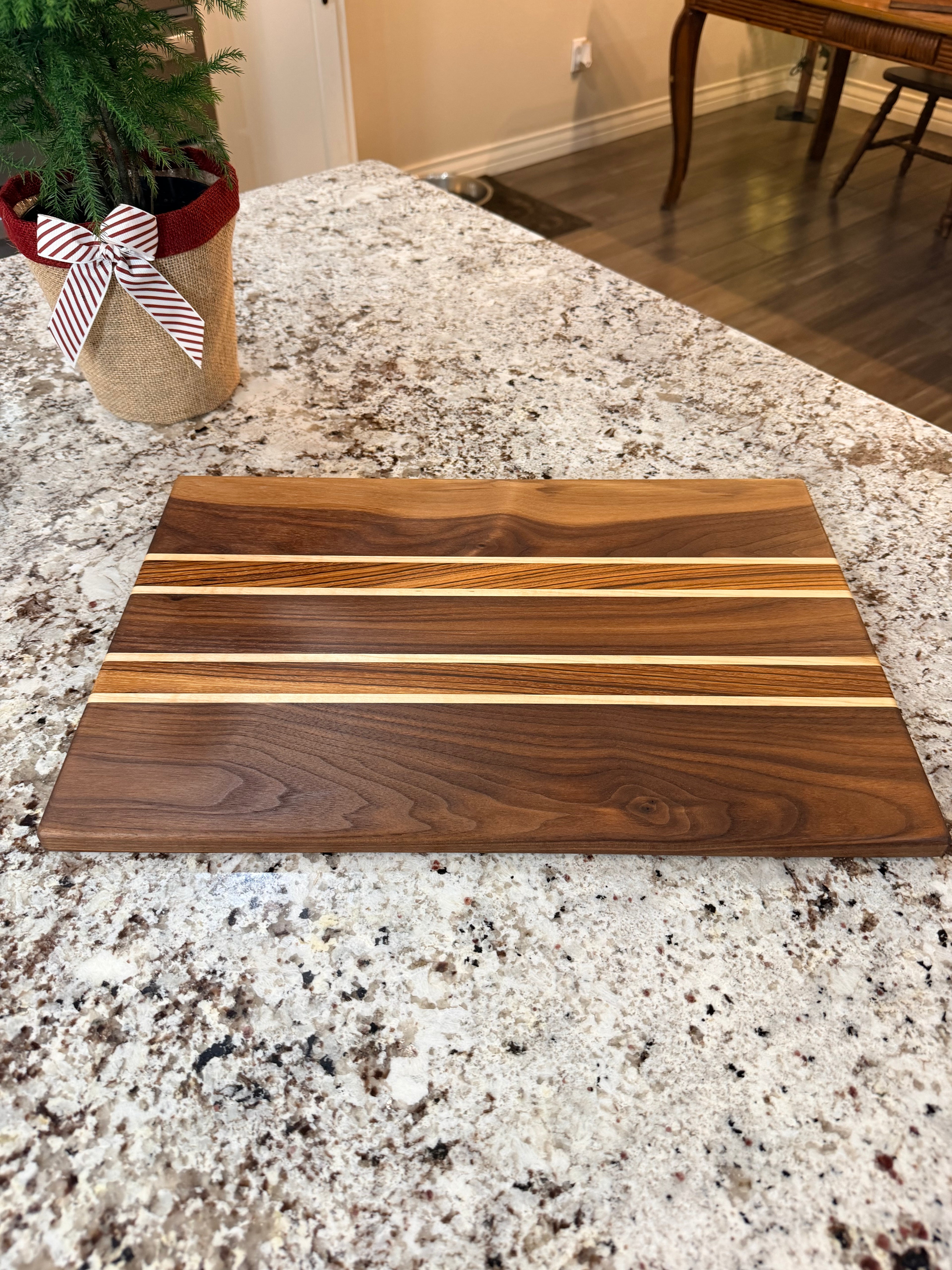 Maple + Walnut + Zebra wood Handcrafted Serving Tray Charcuterie Board