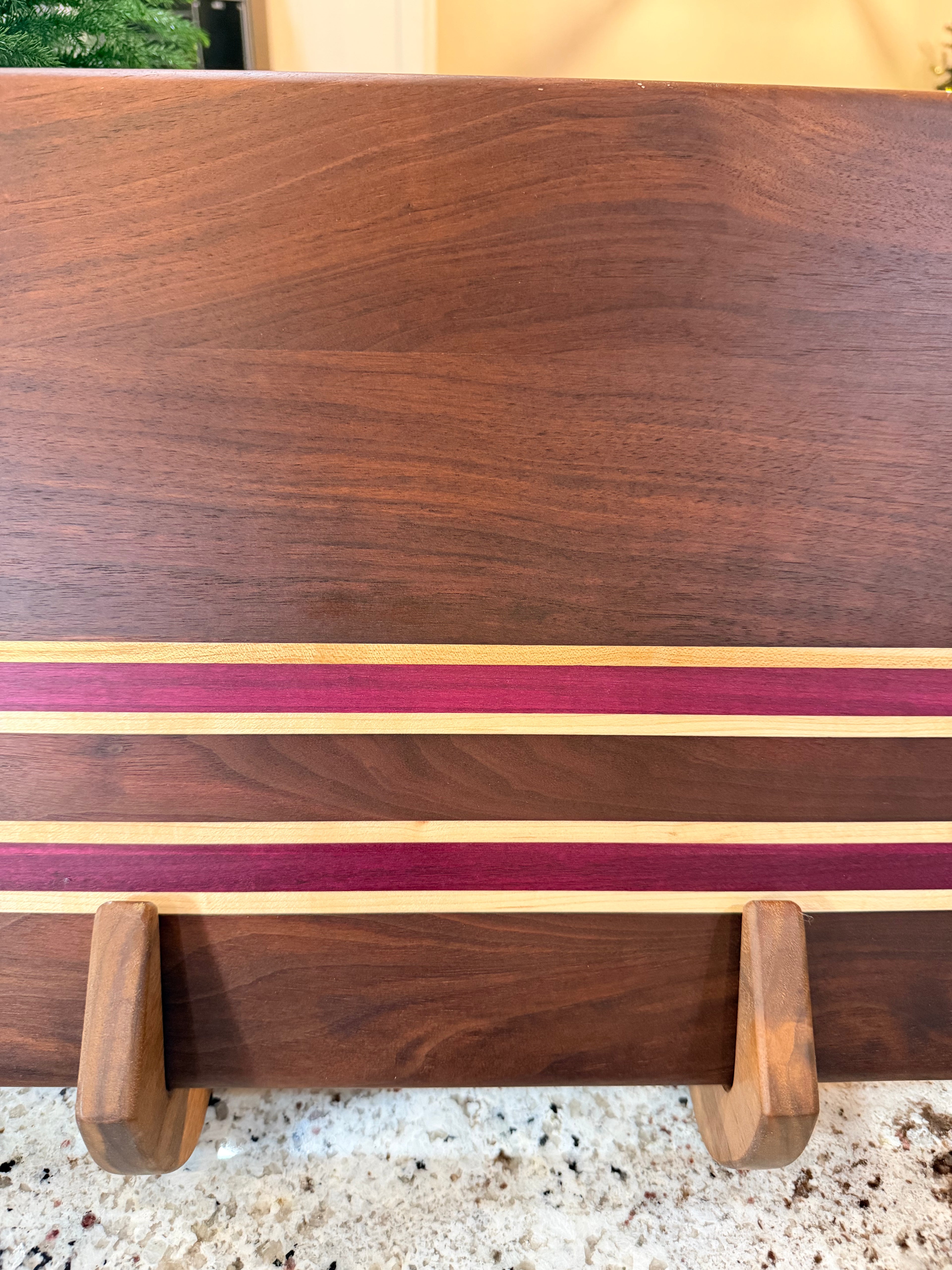 Maple + Walnut + Purpleheart Wood Handcrafted Cutting Board