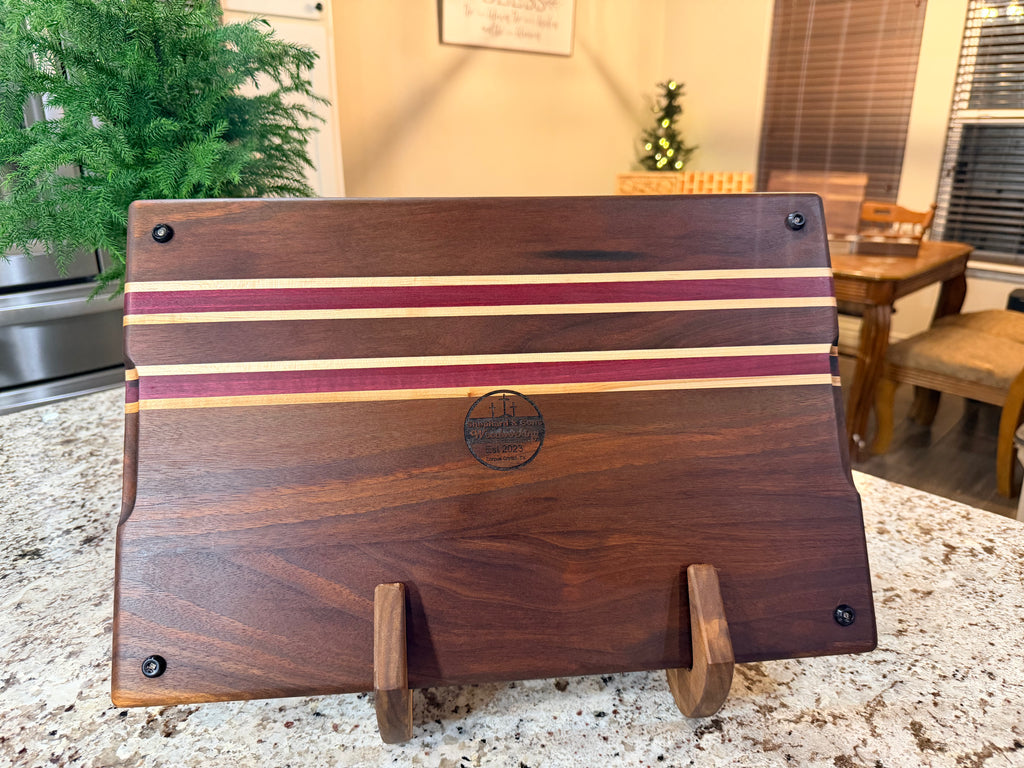 Maple + Walnut + Purpleheart Wood Handcrafted Cutting Board