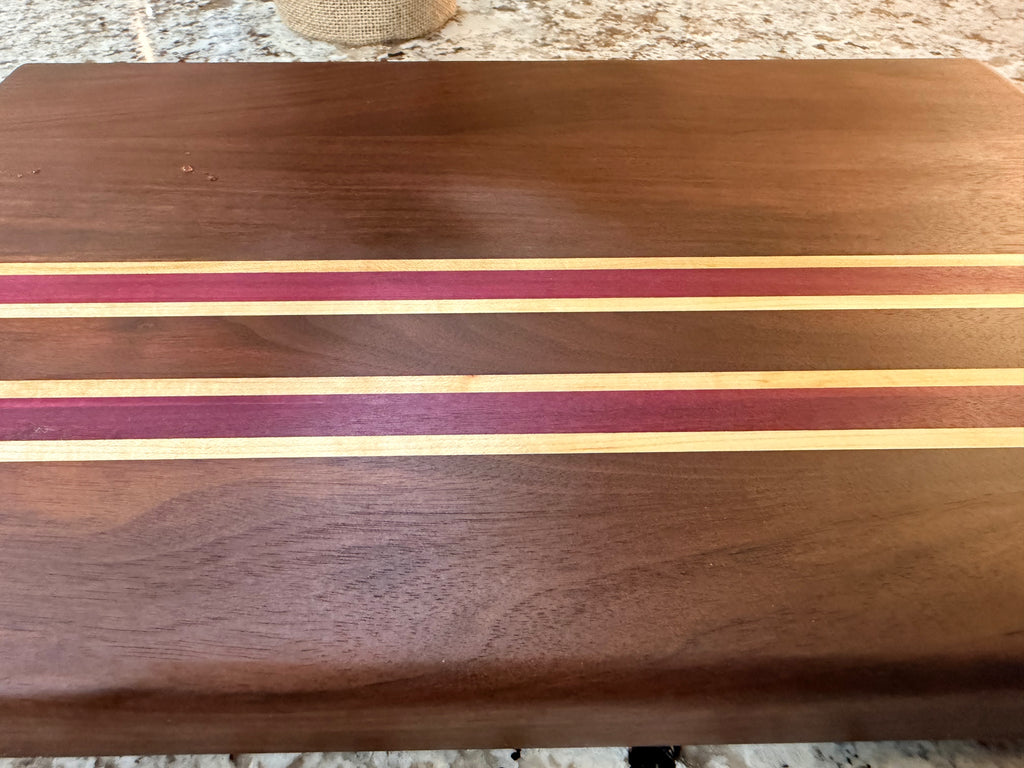 Maple + Walnut + Purpleheart Wood Handcrafted Cutting Board