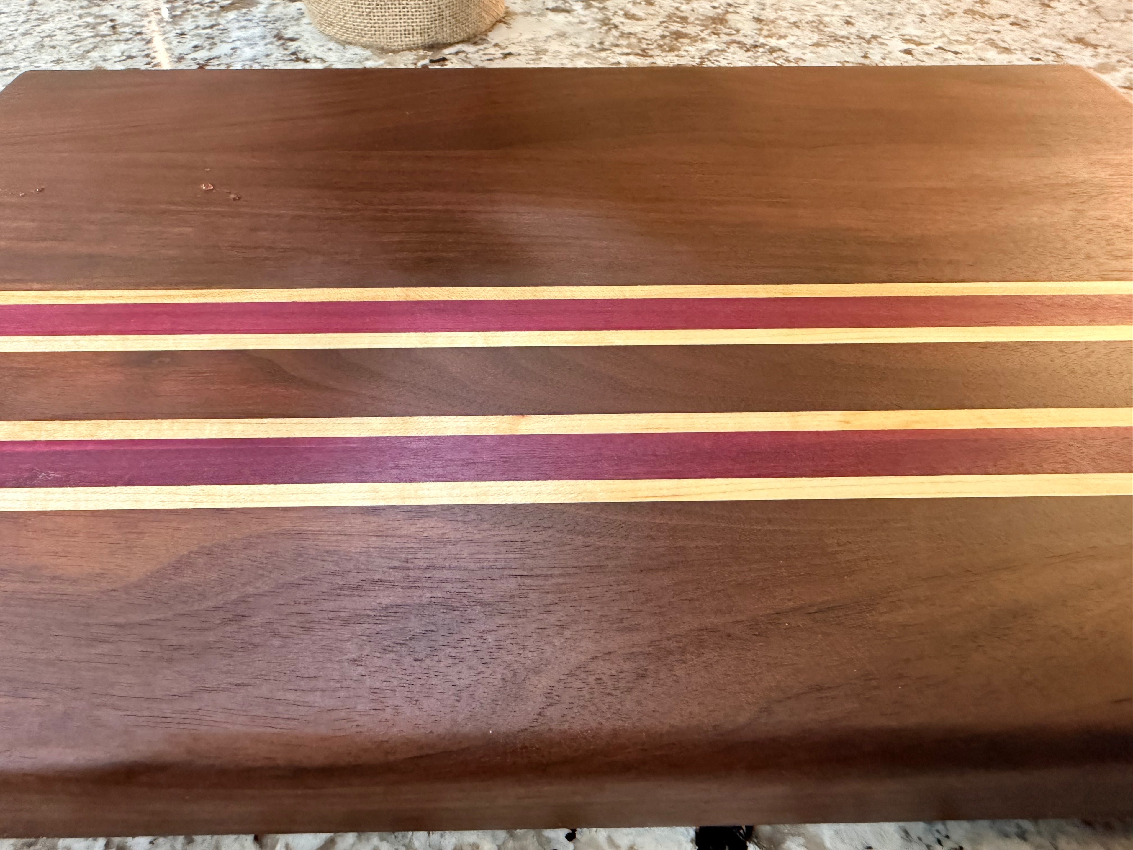 Maple + Walnut + Purpleheart Wood Handcrafted Cutting Board