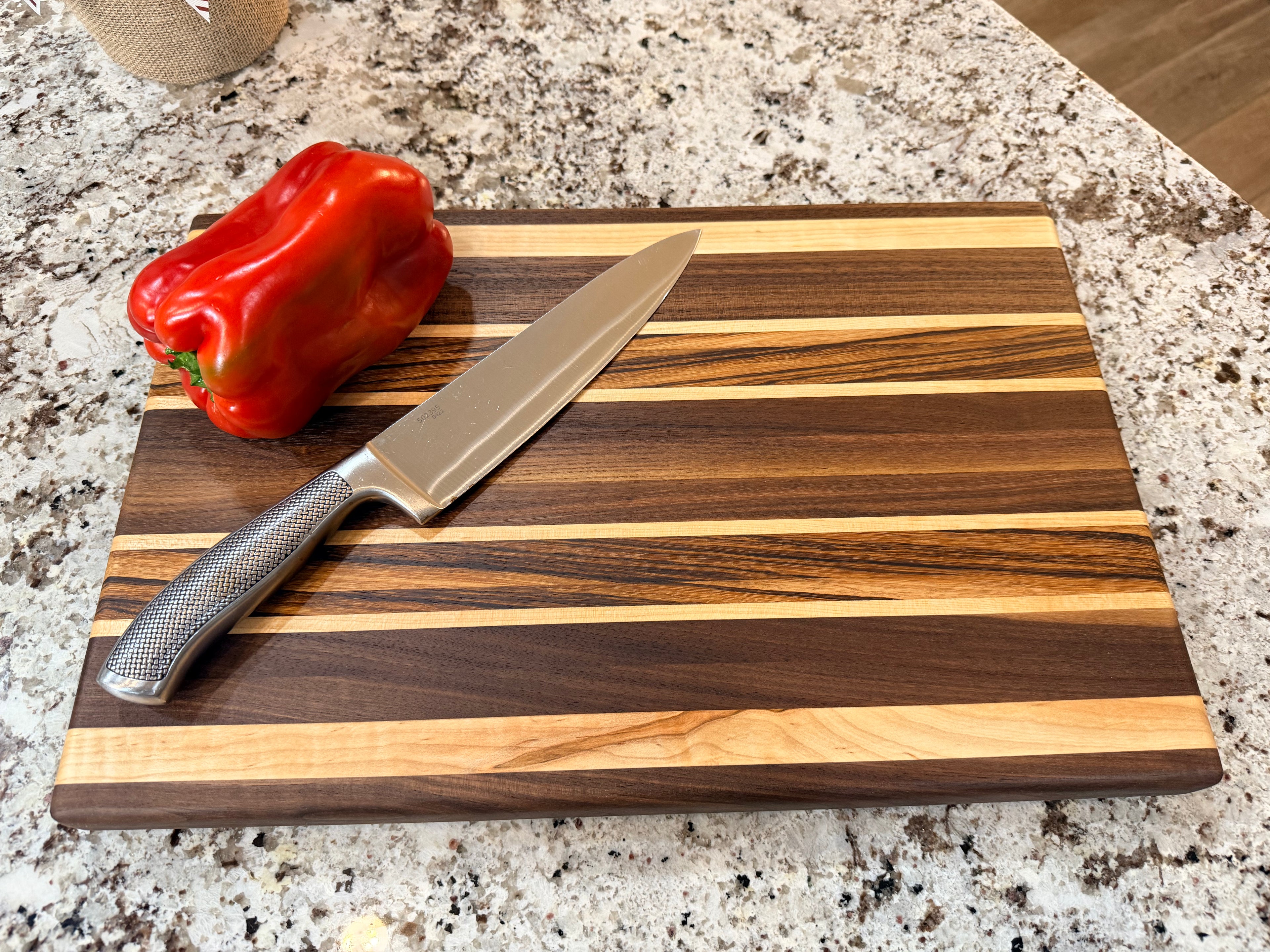 Maple + Walnut + Zebrawood Handcrafted Cutting Board