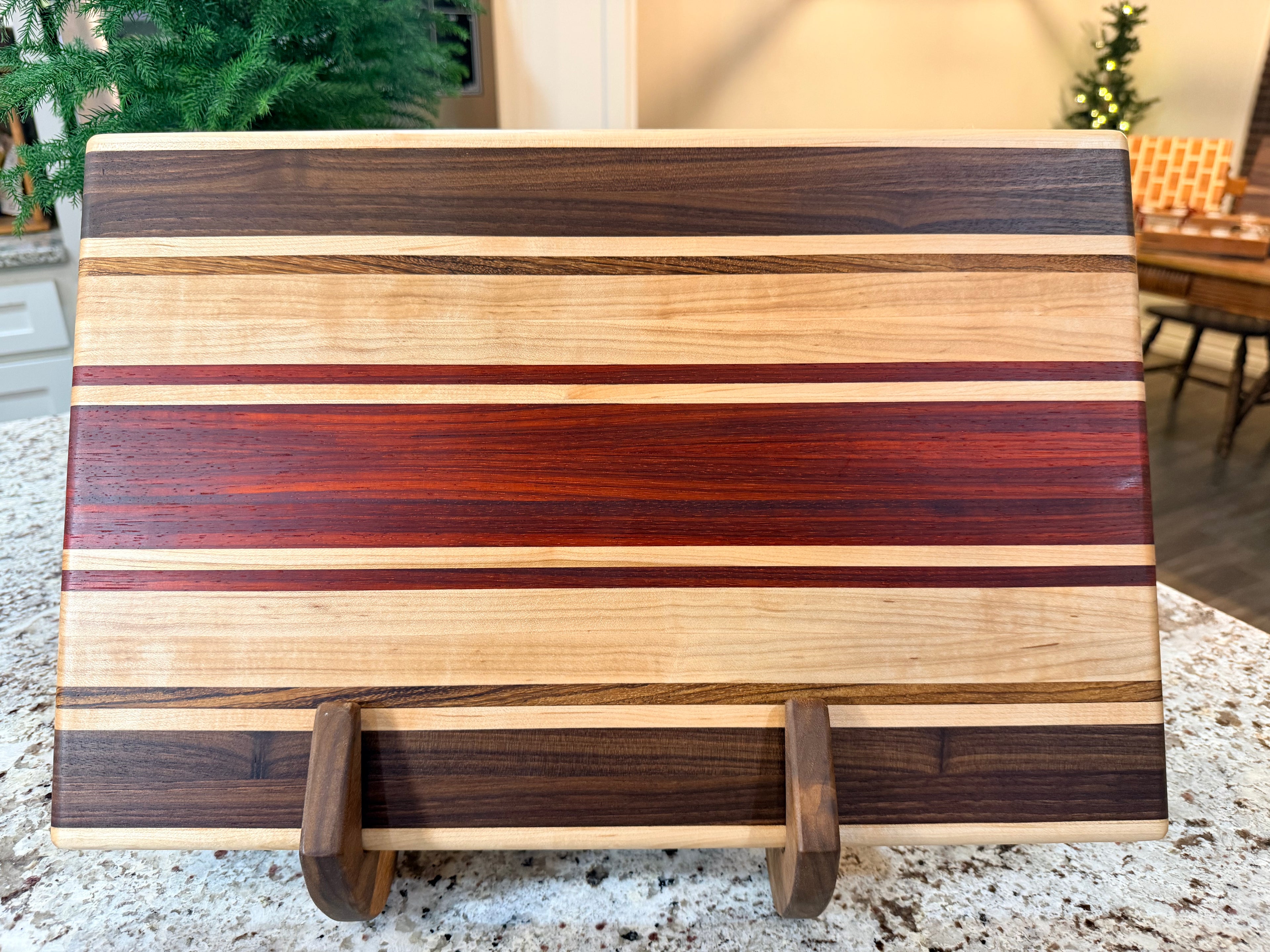 Maple + Walnut + Padauk + Zebrawood Handcrafted Cutting Board