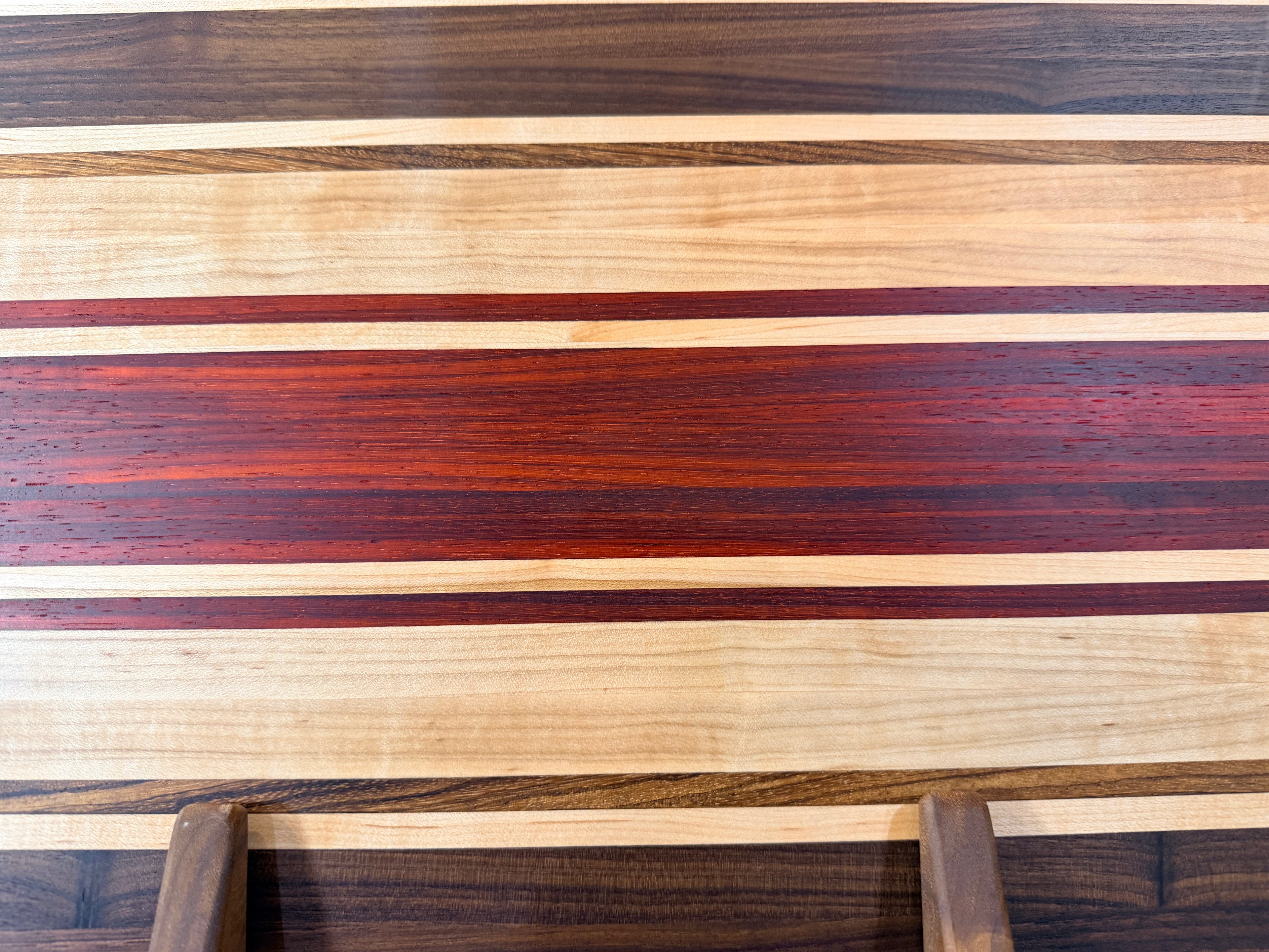 Maple + Walnut + Padauk + Zebrawood Handcrafted Cutting Board