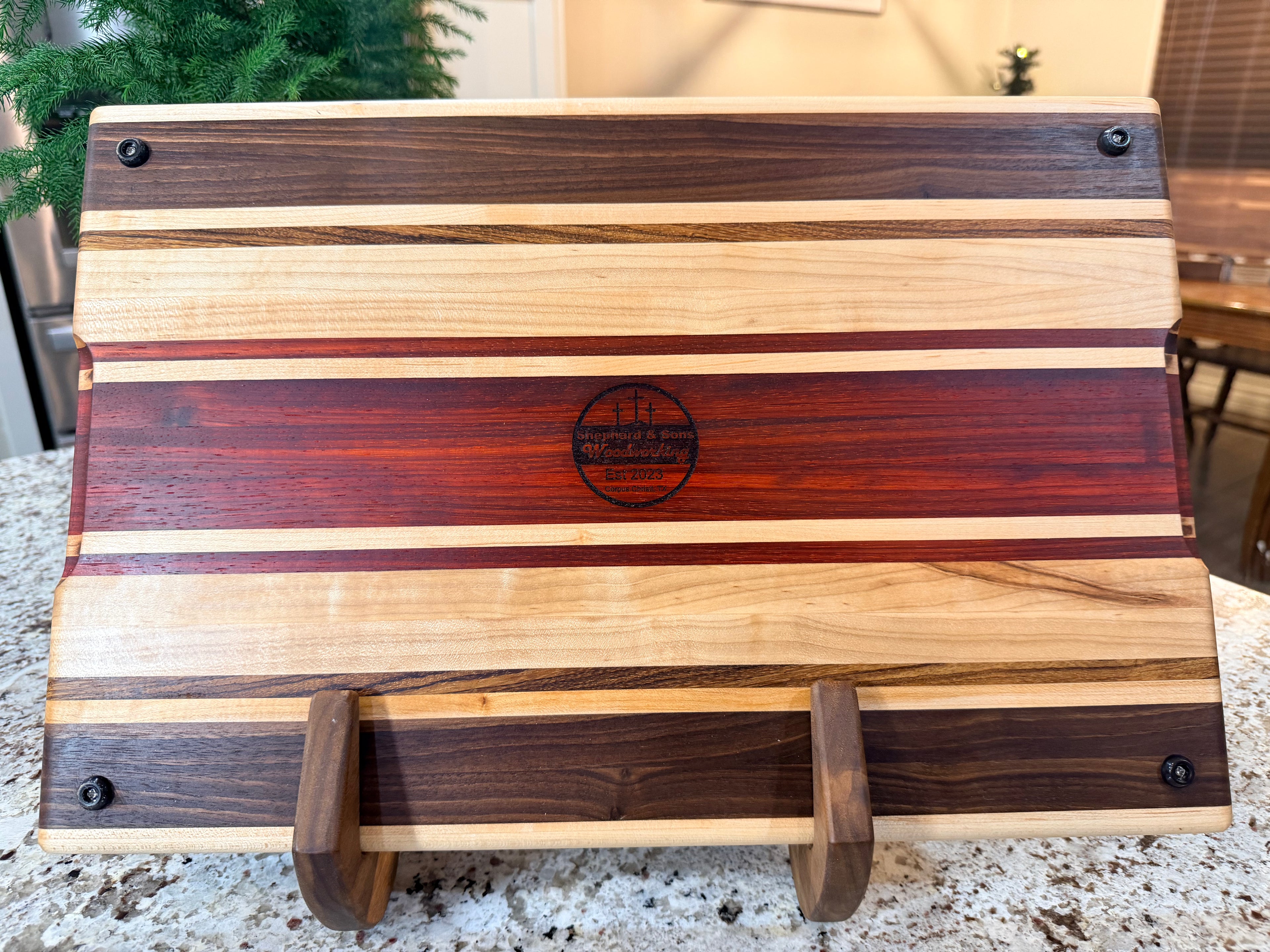 Maple + Walnut + Padauk + Zebrawood Handcrafted Cutting Board