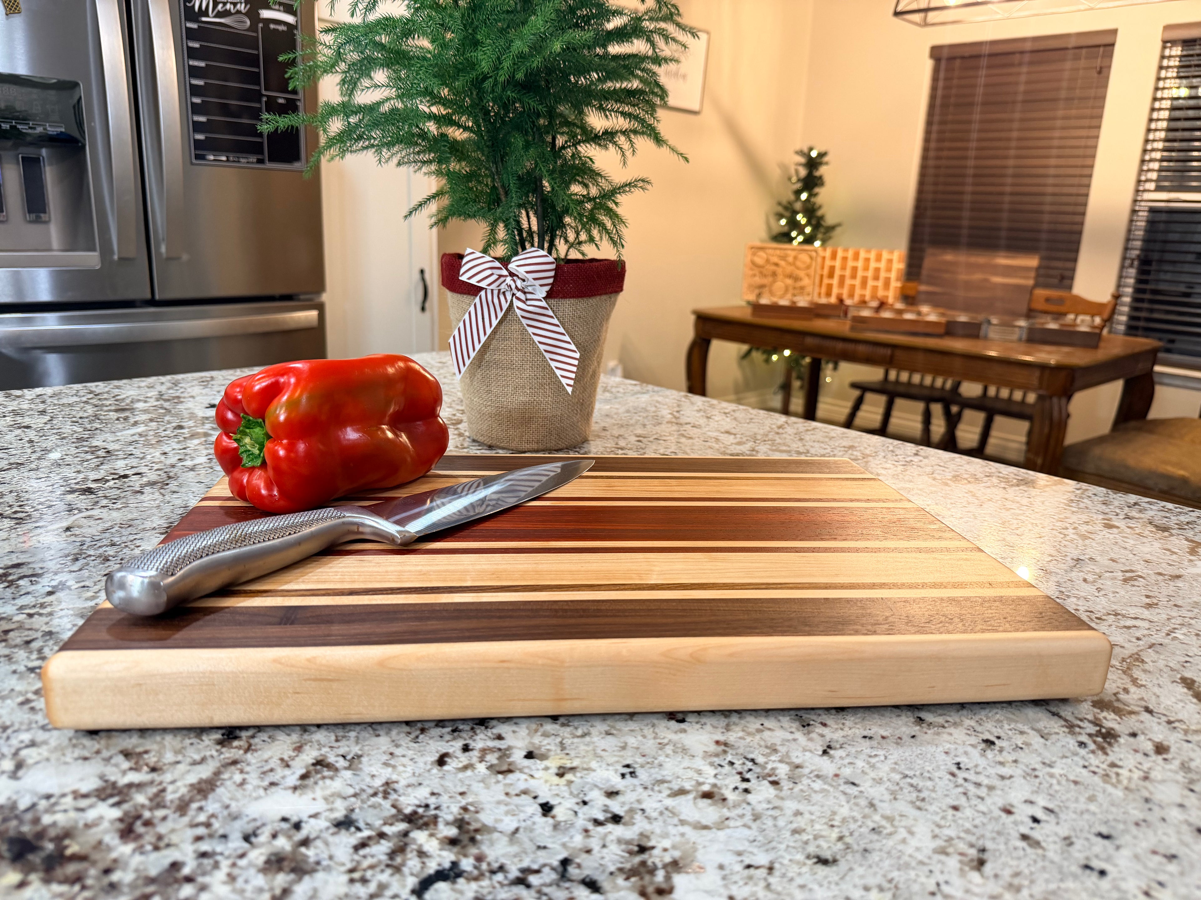 Maple + Walnut + Padauk + Zebrawood Handcrafted Cutting Board