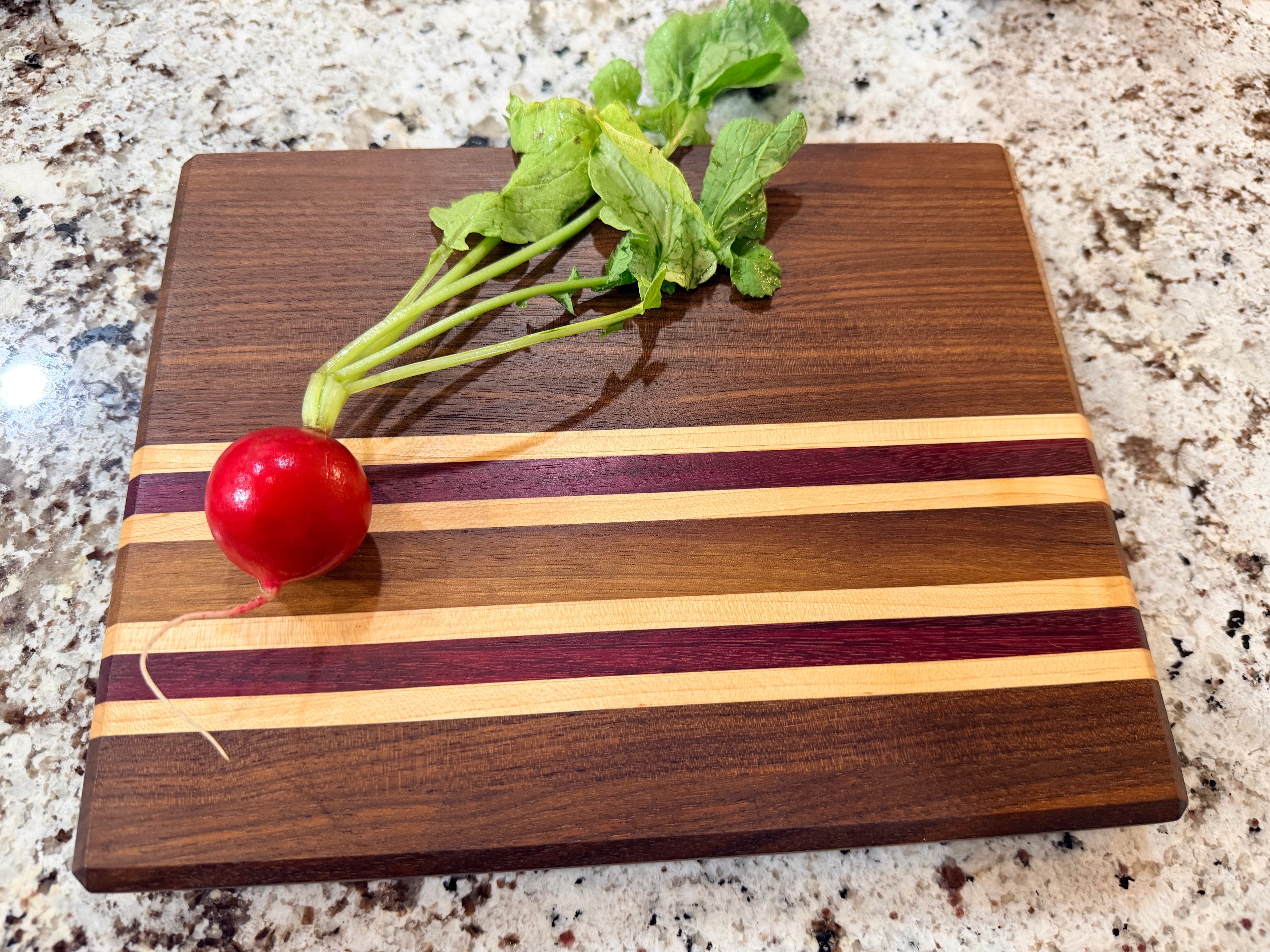 Maple + Walnut + Purpleheart Wood Handcrafted Cutting Board "Mini"