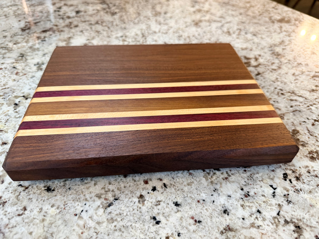 Maple + Walnut + Purpleheart Wood Handcrafted Cutting Board "Mini"