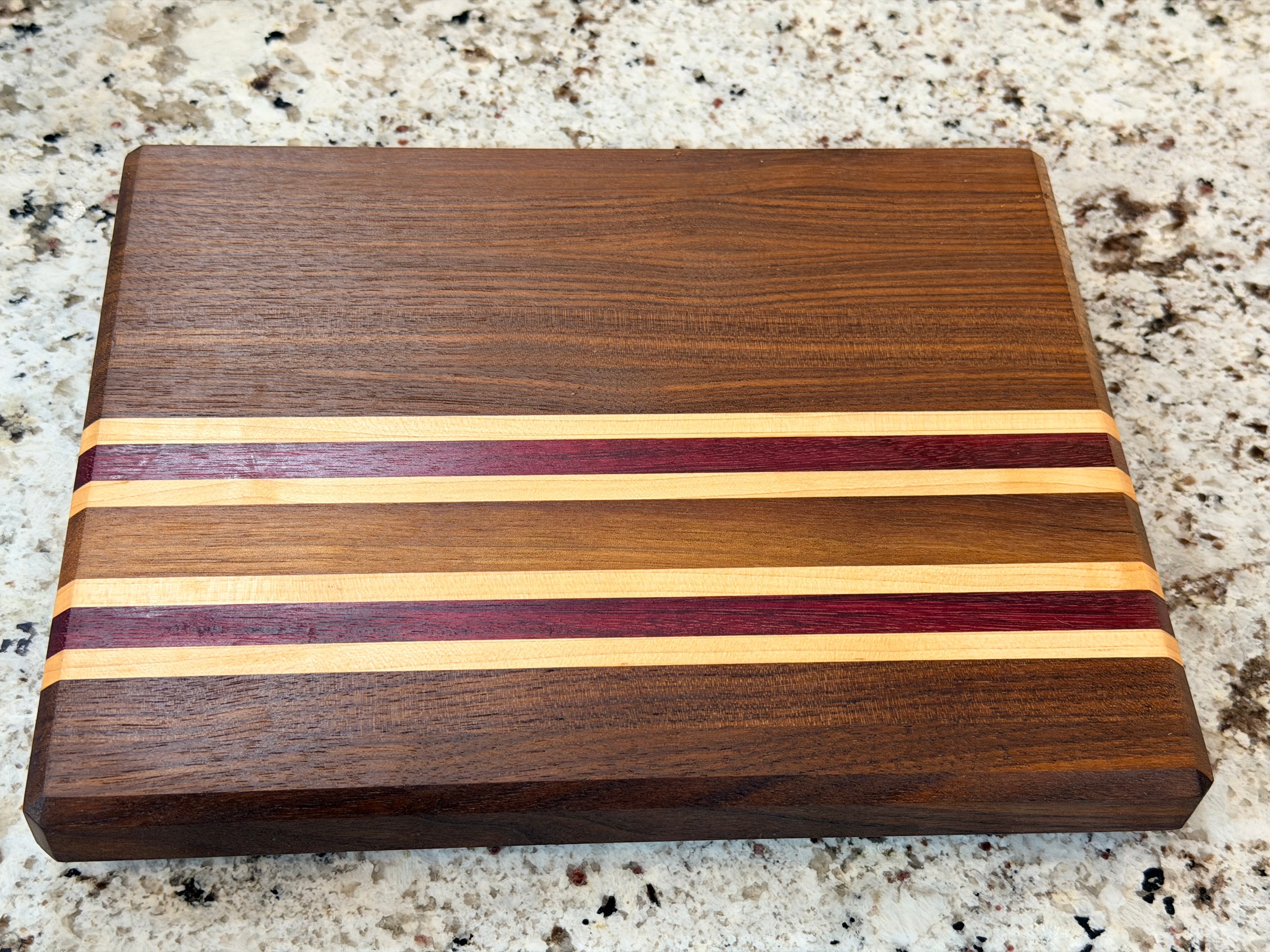 Maple + Walnut + Padauk Wood Handcrafted Cutting Board "Mini"
