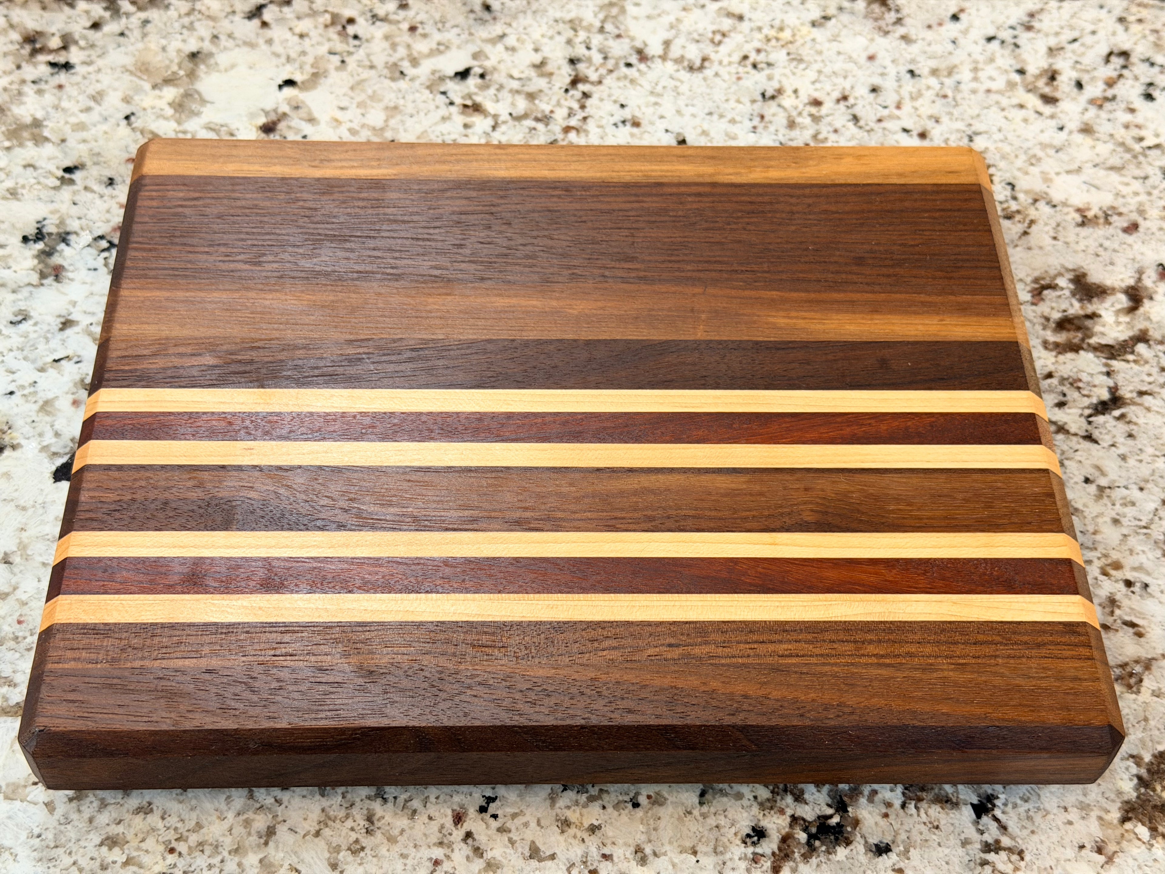 Maple + Walnut + Padauk Wood Handcrafted Cutting Board "Mini"
