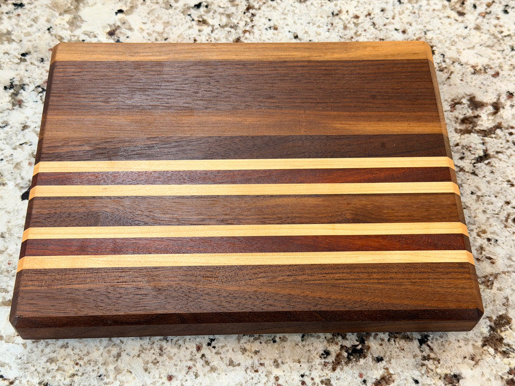Maple + Walnut + Padauk Wood Handcrafted Cutting Board "Mini"