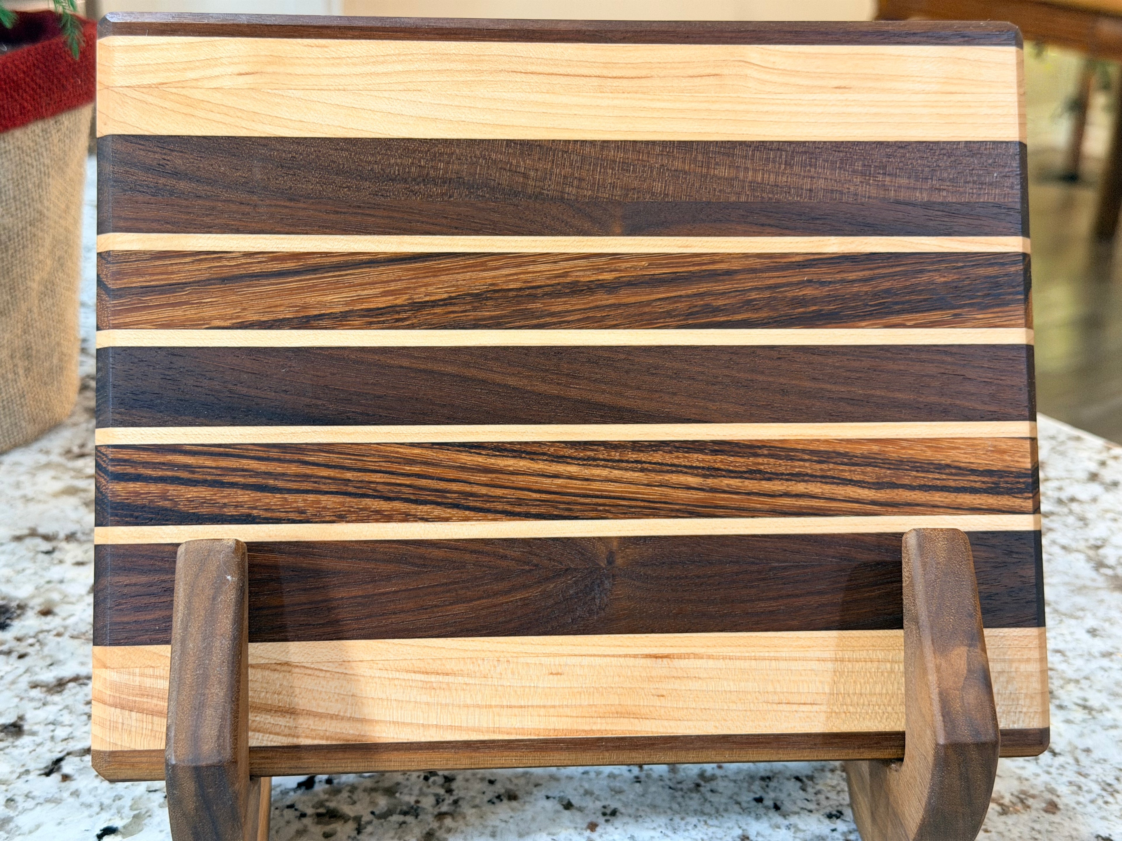 Maple + Walnut + Zebrawood Handcrafted Cutting Board "Mini"