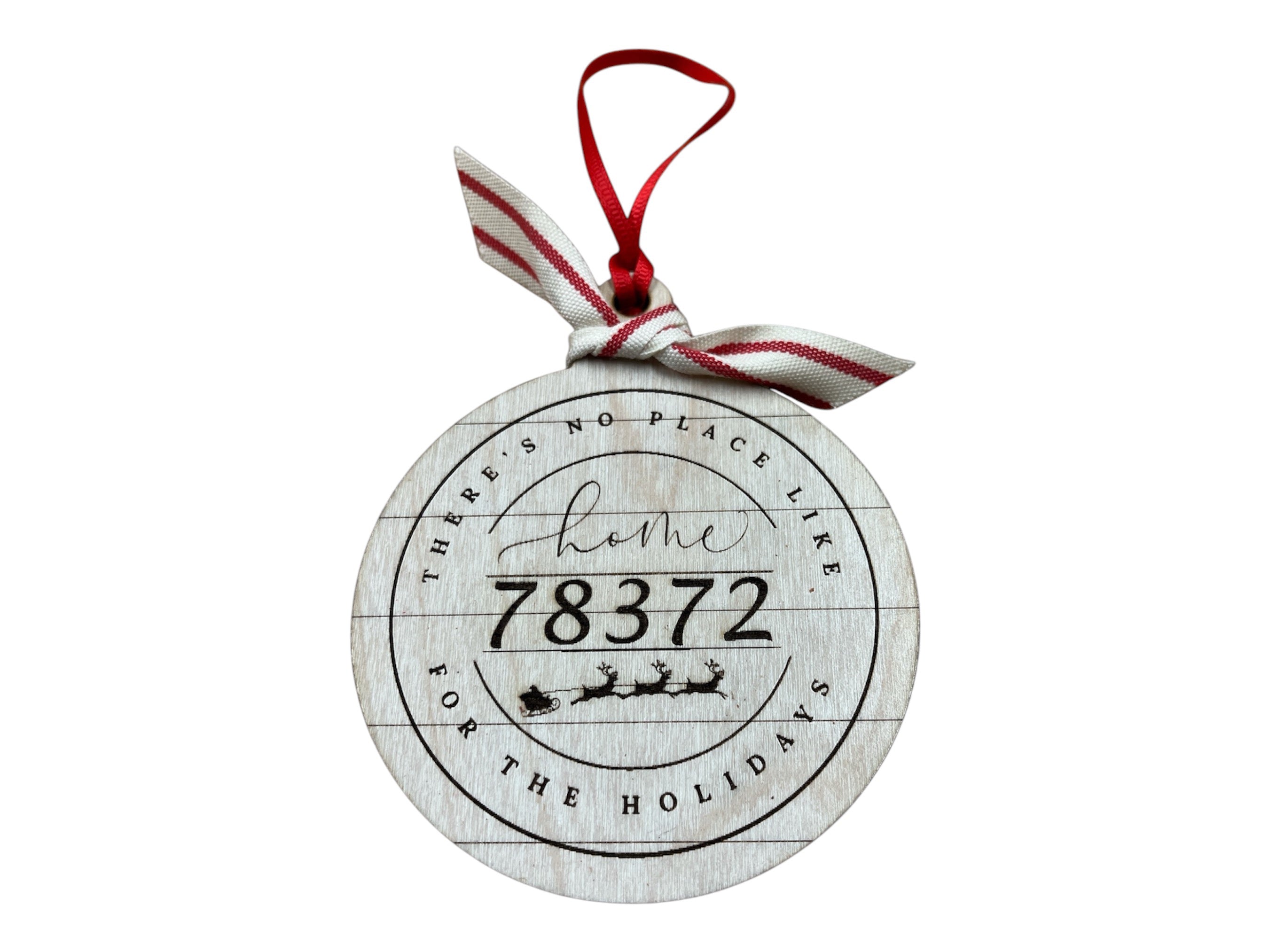 Zip Code Customizable 3.5-Inch Birch Shiplap Ornament - "There's No Place Like Home for the Holidays"