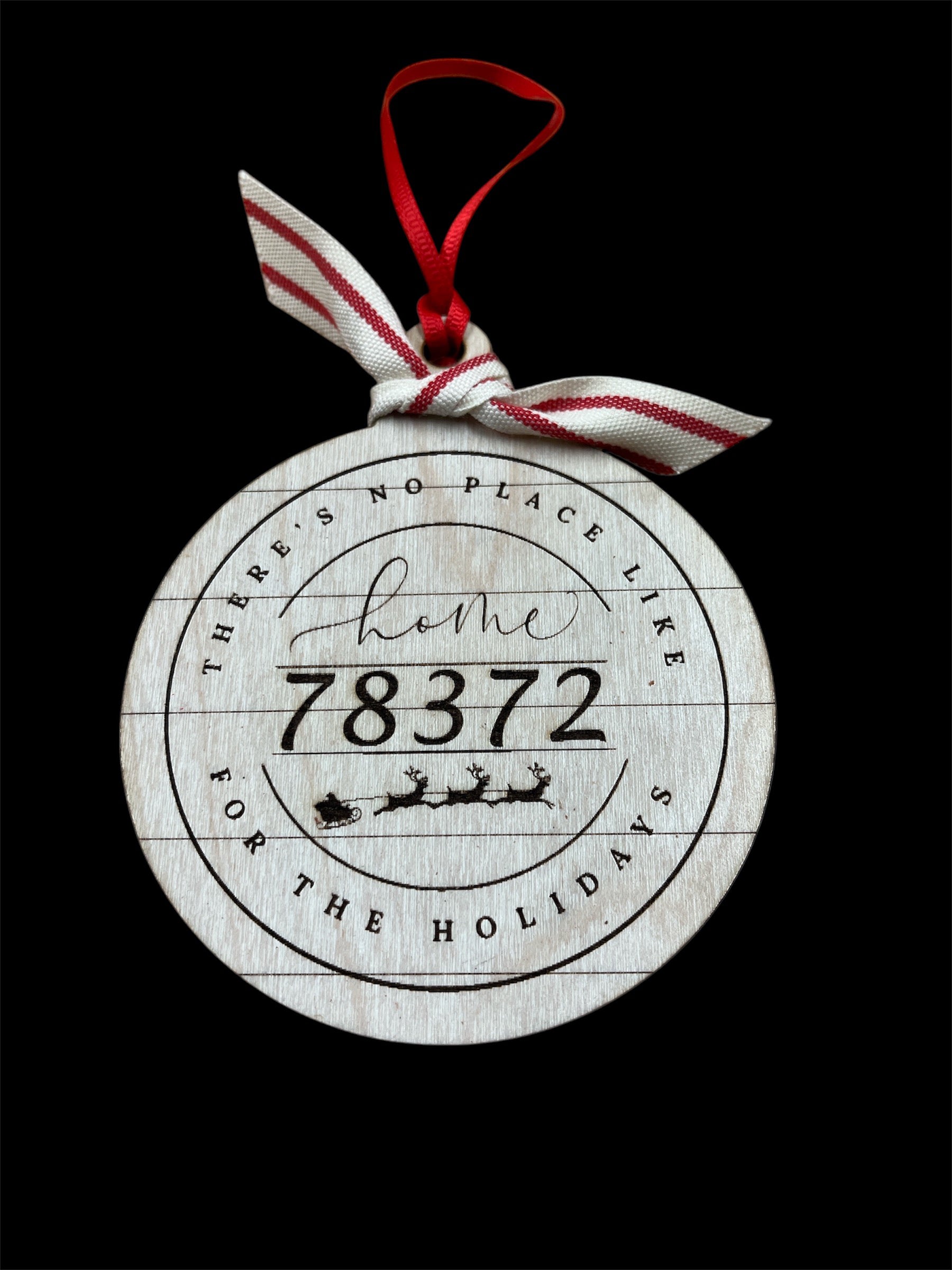 Zip Code Customizable 3.5-Inch Birch Shiplap Ornament - "There's No Place Like Home for the Holidays"