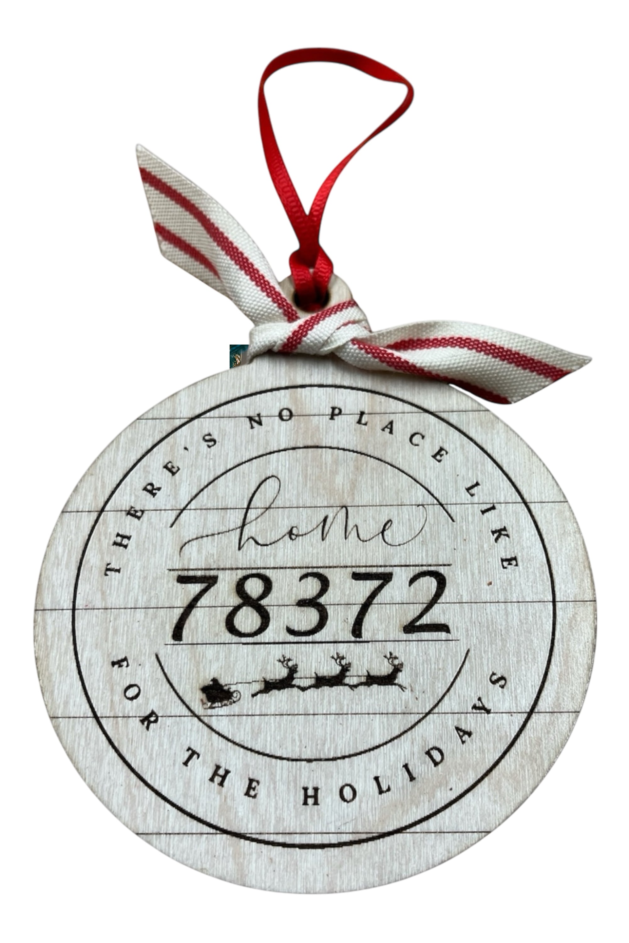 Zip Code Customizable 3.5-Inch Birch Shiplap Ornament - "There's No Place Like Home for the Holidays"